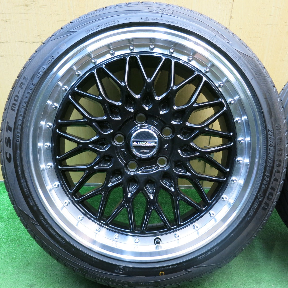 バリ溝！24年！キレイ！ほぼ10分★STEINER FTX AME 215/45R18 メダリオン CST MD-A1 シュタイナー 18インチ PCD114.3/5H★5070510HAノ