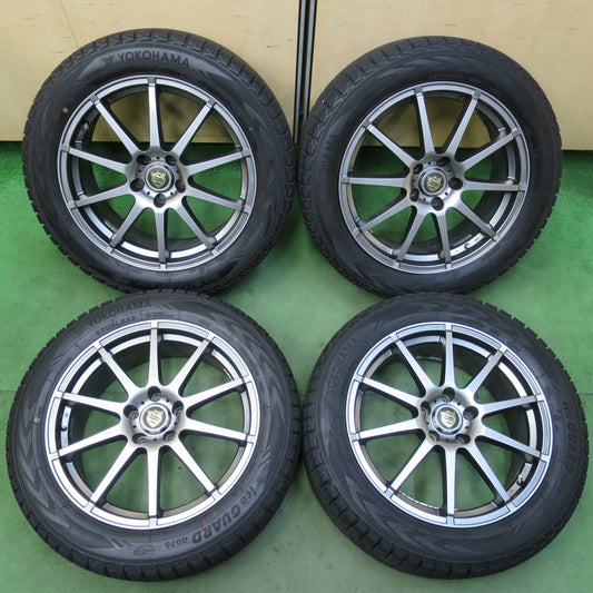 バリ溝！22年！キレイ！9.5分★スタッドレス 225/55R18 ヨコハマ アイスガード G075 社外 アルミ 18インチ PCD114.3/5H★5092605イス