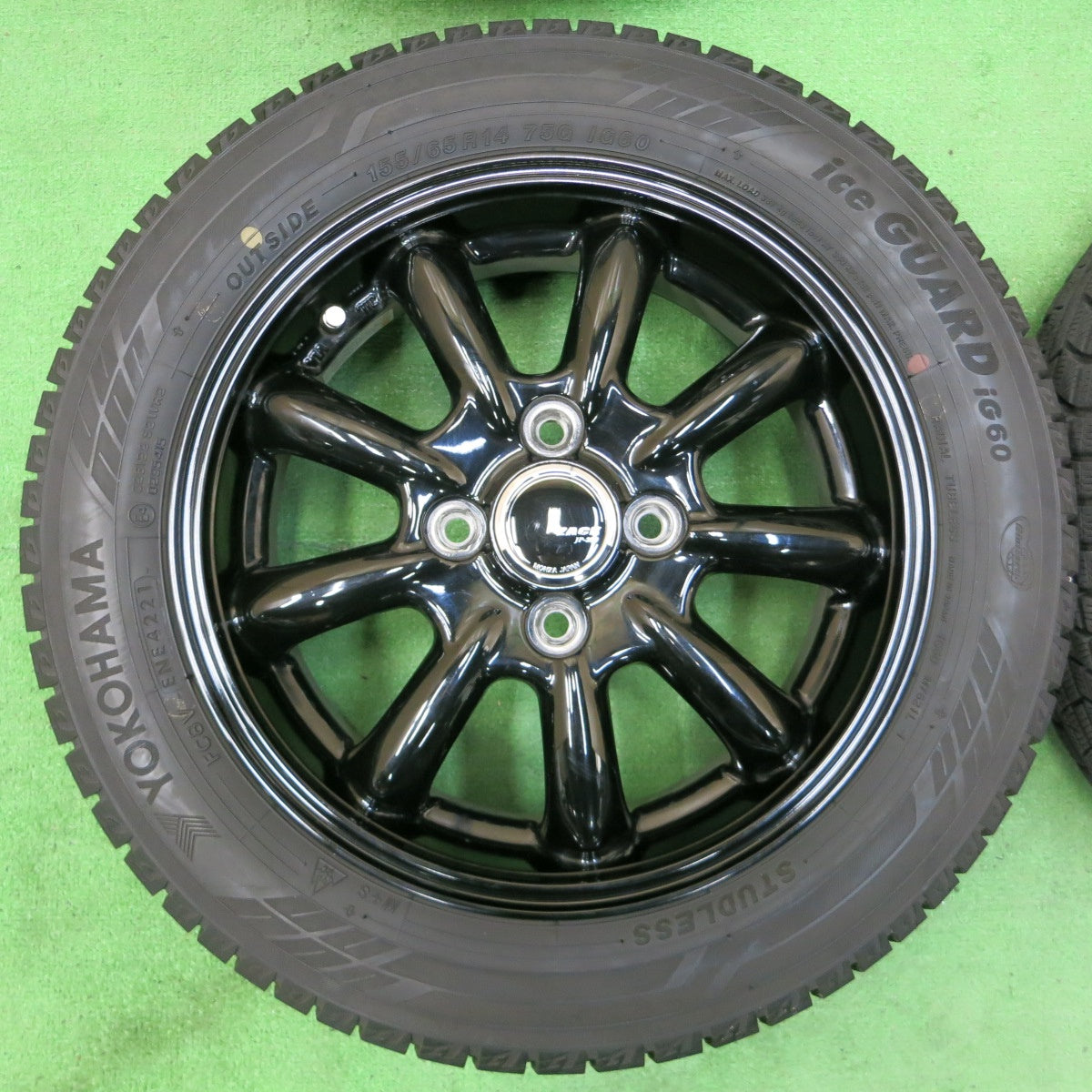 *送料無料* バリ溝！21年！キレイ！9.5分★スタッドレス 155/65R14 ヨコハマ アイスガード iG60 ZACK JP-209 MONZA 14インチ PCD100/4H★4052709イス