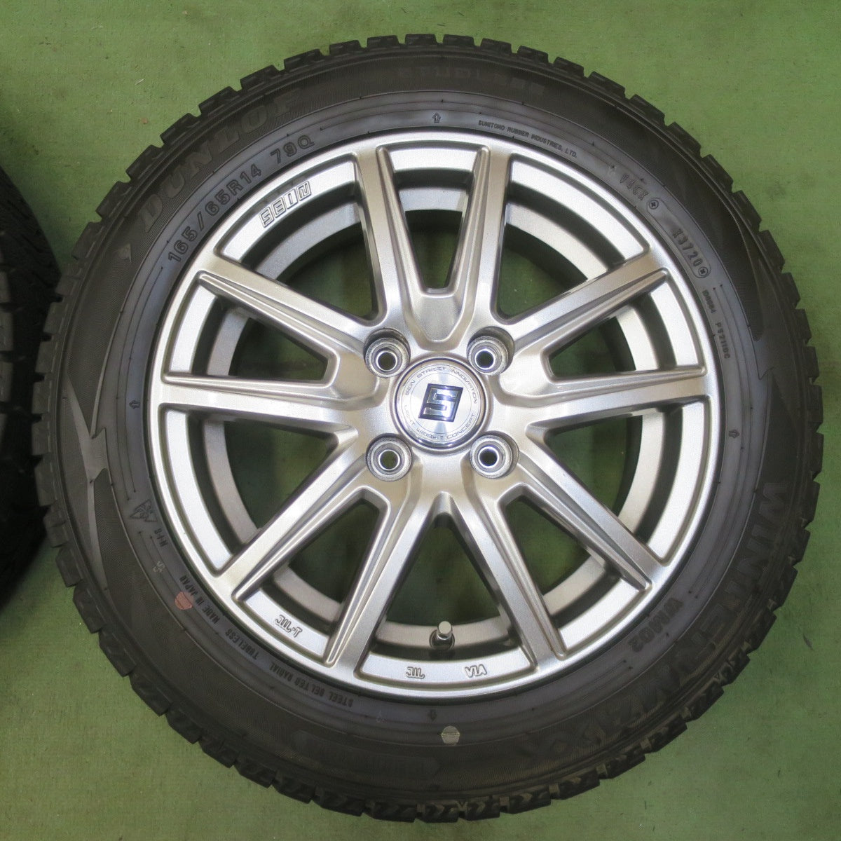 バリ溝！9.5分★スタッドレス 165/65R14 ダンロップ ウインターマックス WM02 SEIN ザイン 14インチ PCD100/4H★6060405イス