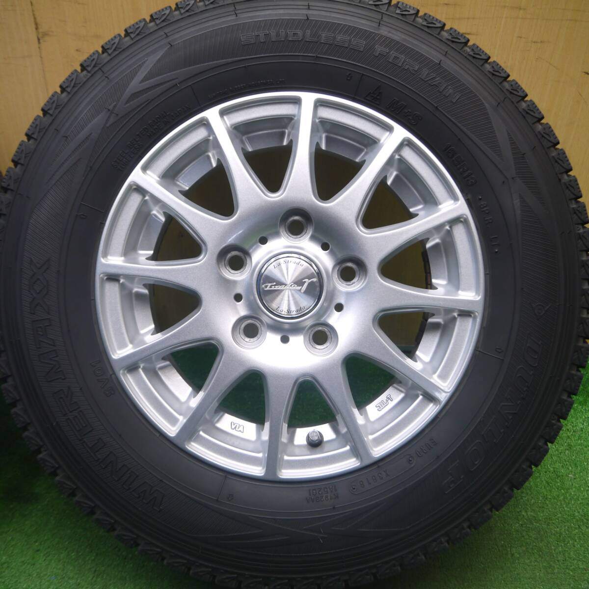 バリ溝！キレイ！9.5分★スタッドレス 165R13 8PR ダンロップ ウインターマックス SV01 Tiradoγ La-Strada ティラード ラストラーダ 13インチ PCD114.3/5H★5020411Hス