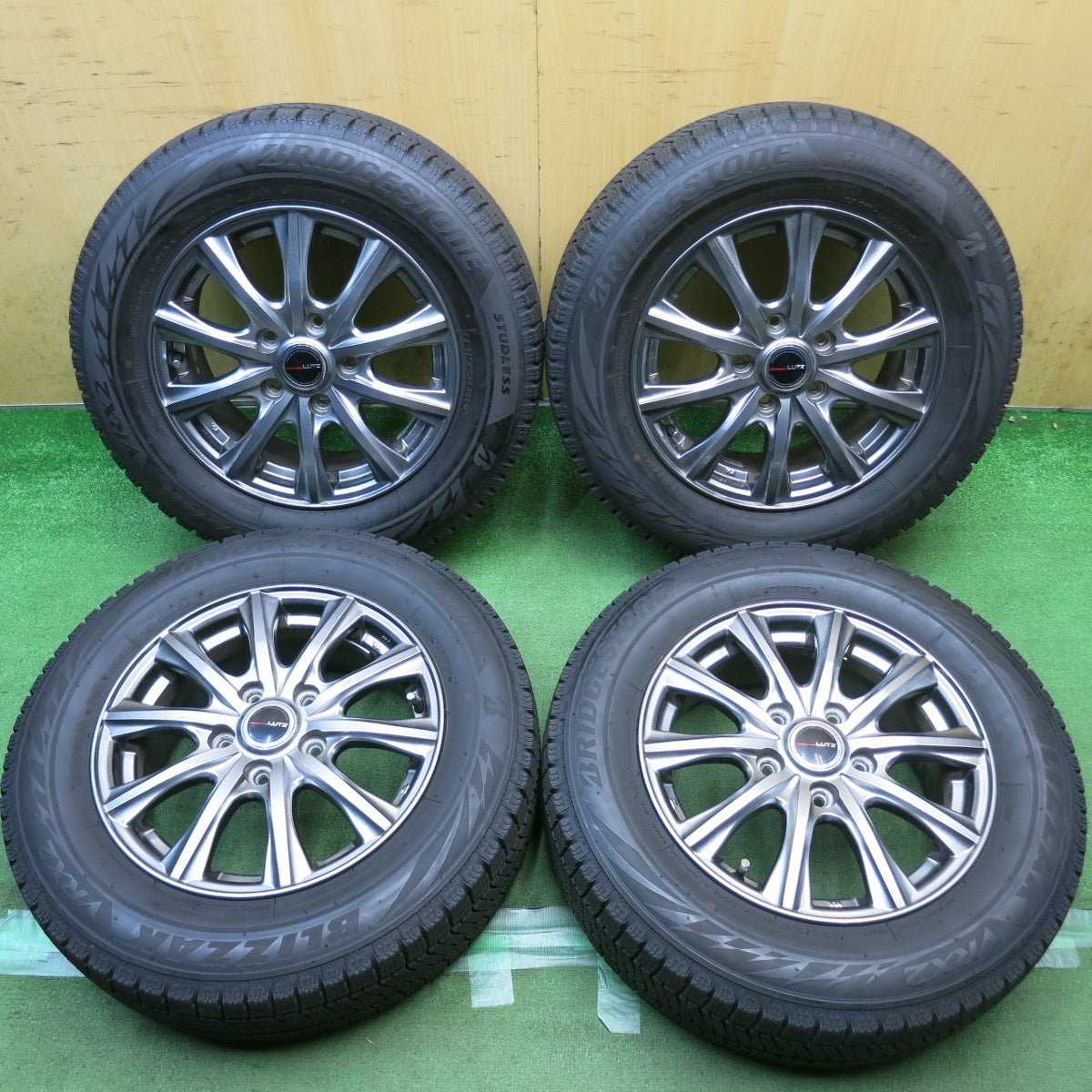 バリ溝！24年！キレイ！9分◎スタッドレス 195/65R15 ブリヂストン ブリザック VRX2 LUTZ 社外 アルミ 15インチ PCD114.3/5H◎6092705HAス