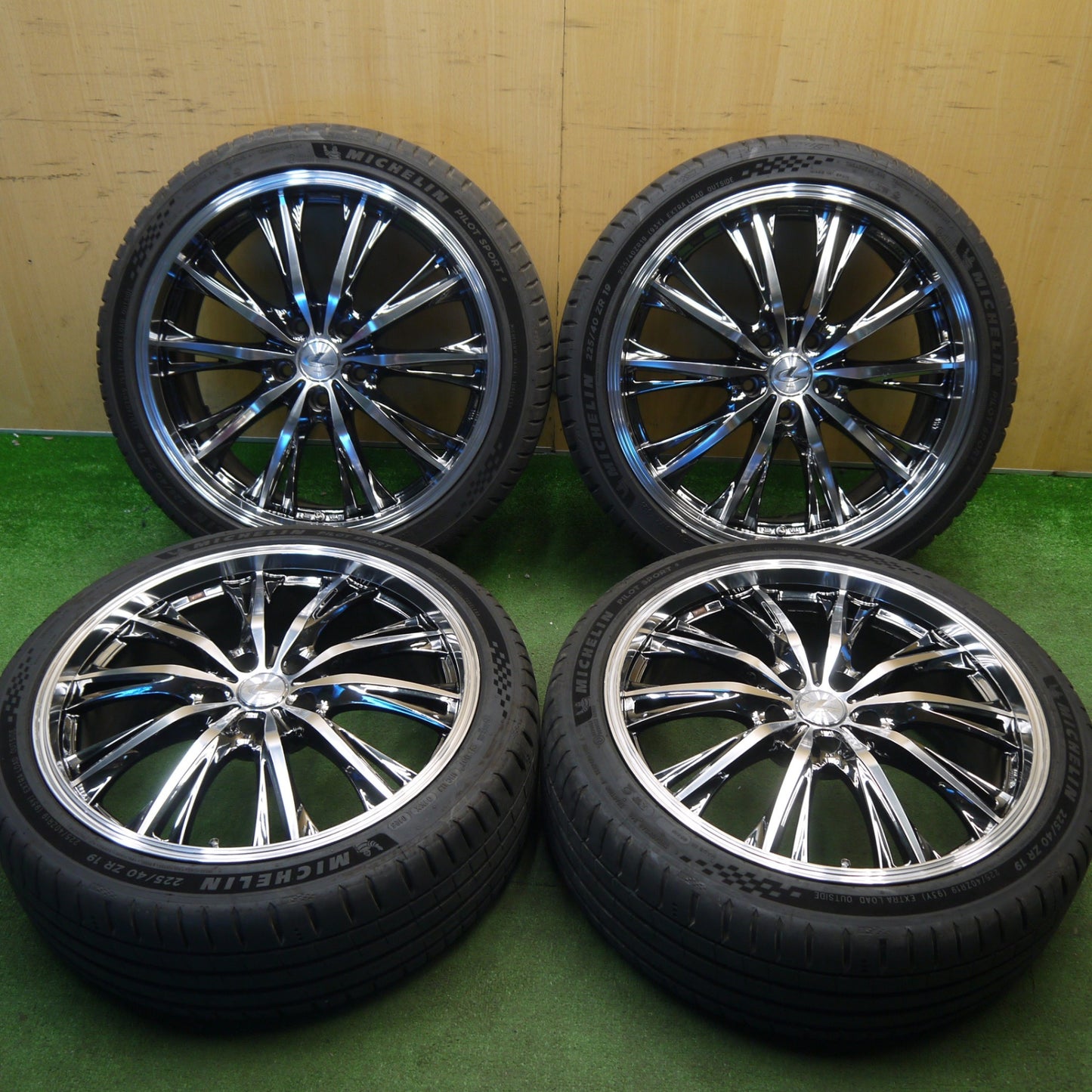 バリ溝！25年！キレイ！9.5分以上★LEONIS RT 225/40R19 ミシュラン パイロットスポーツ5 レオニス 19インチ PCD114.3/5H★6031704Hノ