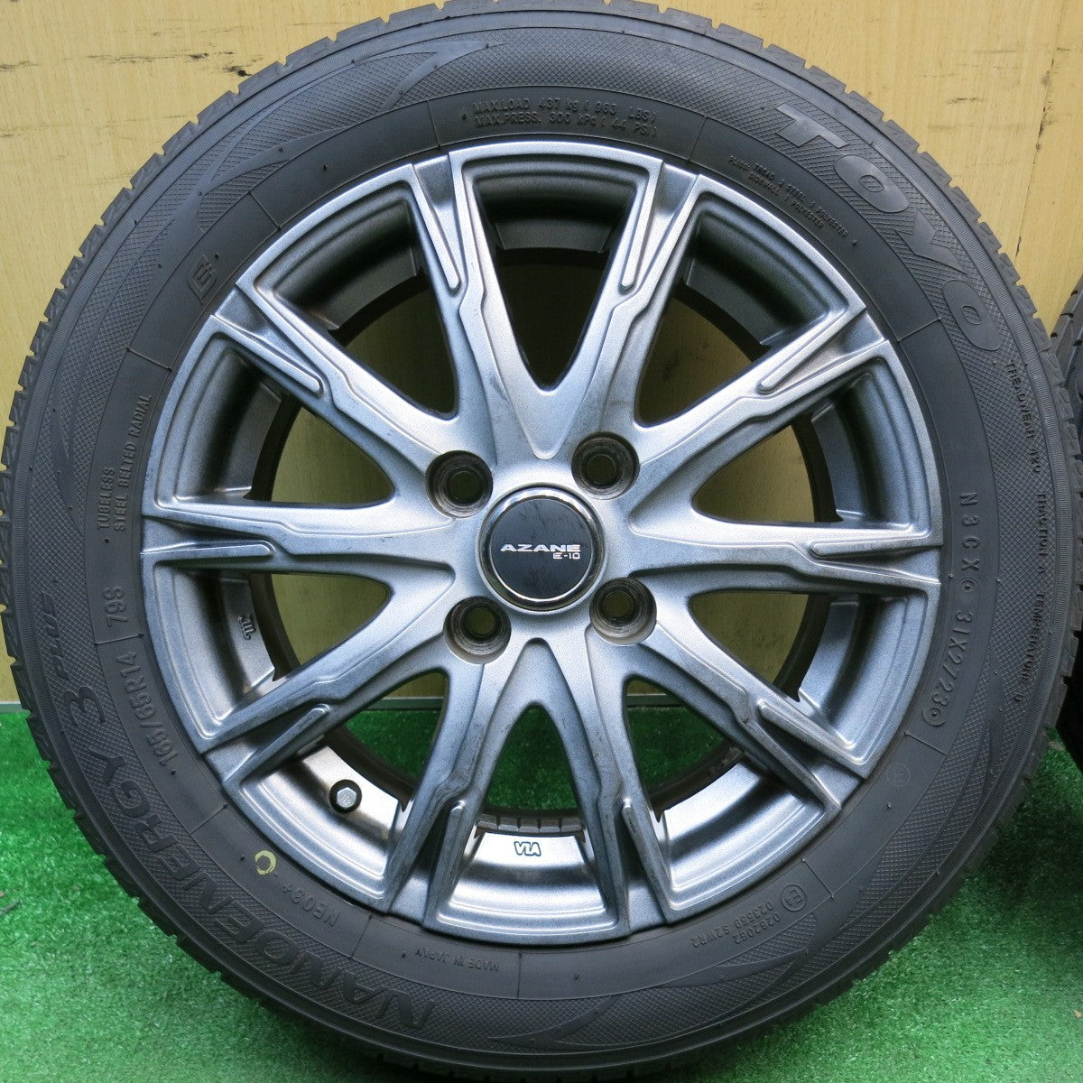バリ溝！23年！9分★165/65R14 トーヨー ナノエナジー3 プラス AZANE E-10 アザーネ 14インチ PCD100/4H★6031409HAノ