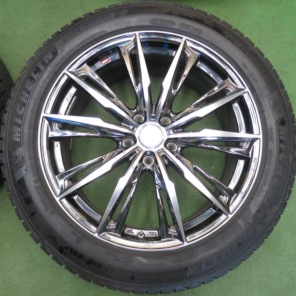 バリ溝！9.5分◎LEONIS GX 225/55R19 スタッドレス ミシュラン X-ICE SNOW SUV レオニス 19インチ PCD114.3/5H◎6061803HAス
