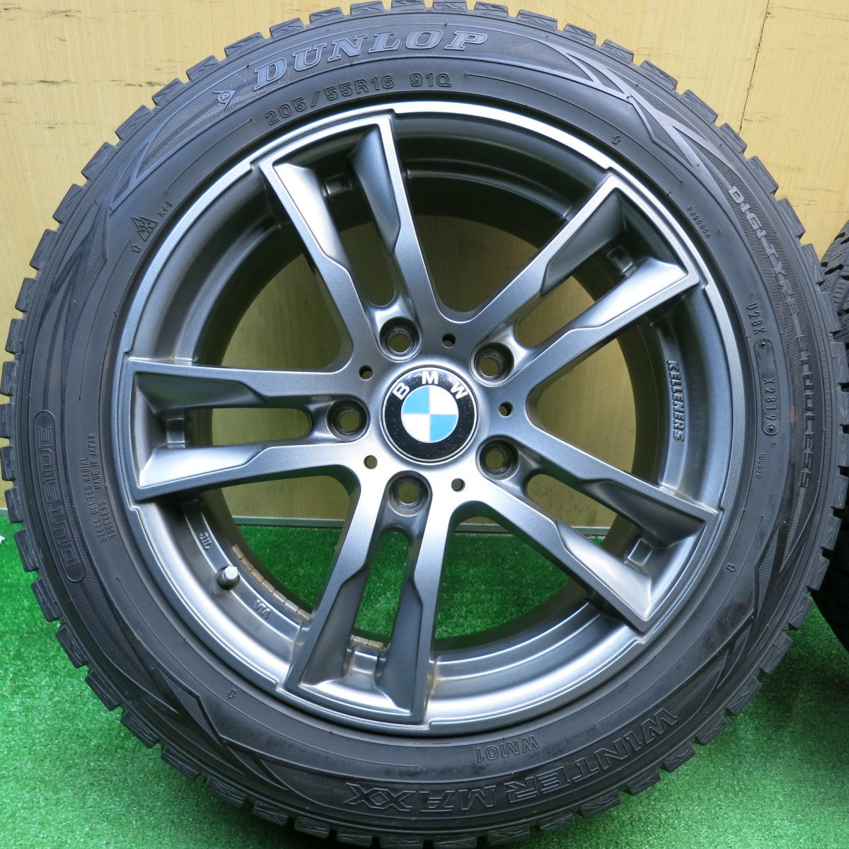 バリ溝！キレイ！9分★BMW 等 KELLENERS Jr E5 205/55R16 スタッドレス ダンロップ ウインターマックス WM01 ケレナーズ 16インチ PCD120/5H★5122013HAス