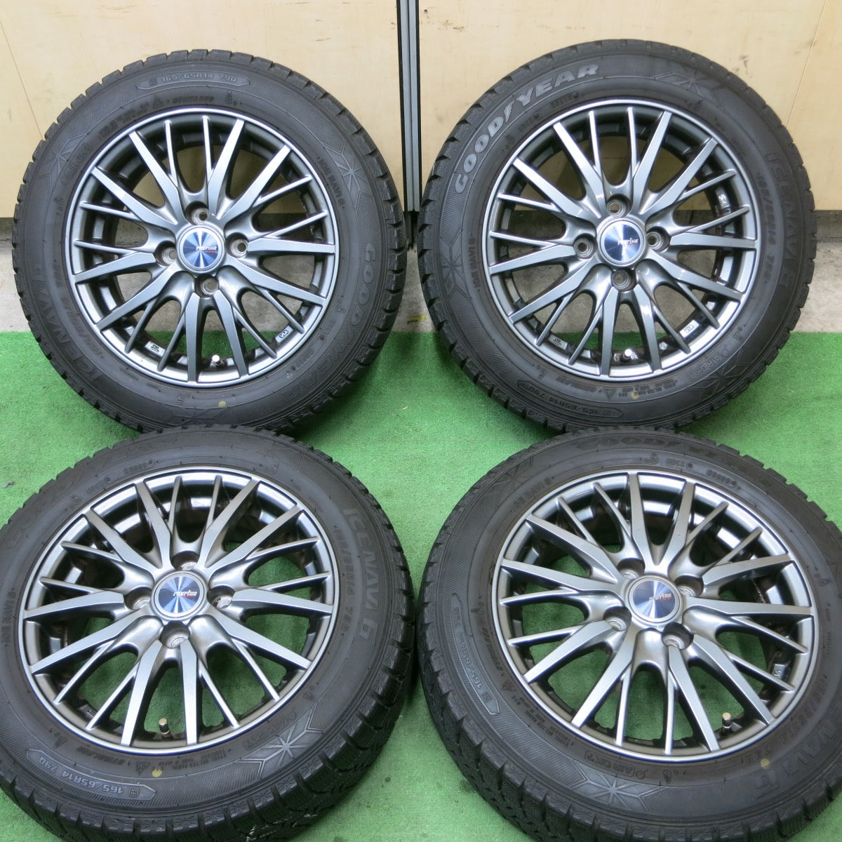 バリ溝！9.5分★スタッドレス 165/65R14 グッドイヤー アイスナビ6 ravrion RM01 ラブリオン 14インチ PCD100/4H★5050202TTス