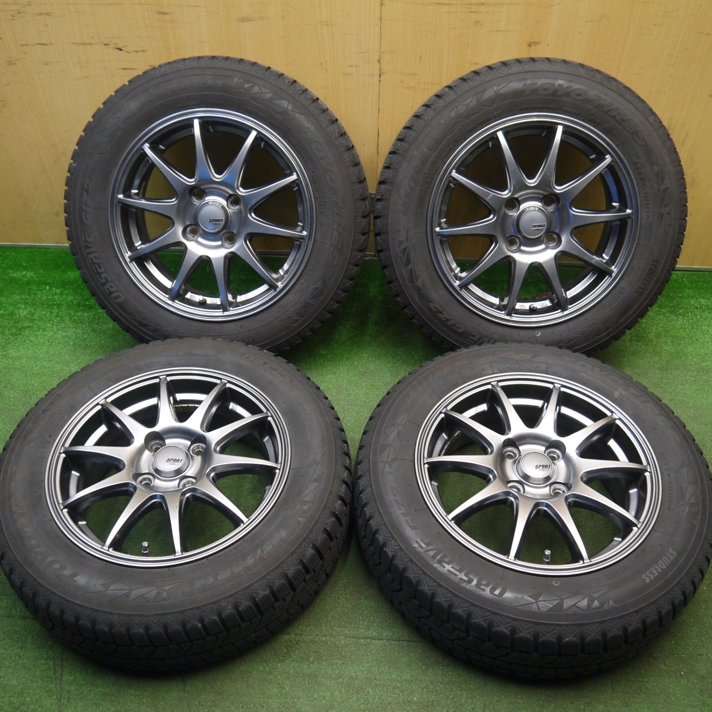 バリ溝！22年！8.5分★スタッドレス 165/70R14 トーヨー オブザーブ GIZ2 SPORT ABELIA スポルト アベリア 14インチ PCD100/4H★6022006Hス