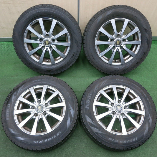 バリ溝！20年！8.5分★スタッドレス 195/65R15 ピレリ アイスアシンメトリコ プラス MANARAY SPORT PCD114.3/5H★4041705TNス