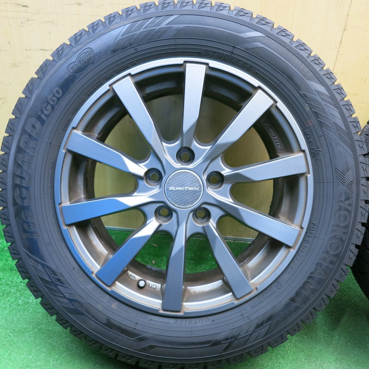 超バリ溝！24年！ほぼ10分★ワーゲン 等 EUROTECH GAYA10 215/60R16 スタッドレス ヨコハマ アイスガード iG60 16インチ ユーロテック ガヤ10 PCD112/5H★6040505HAス