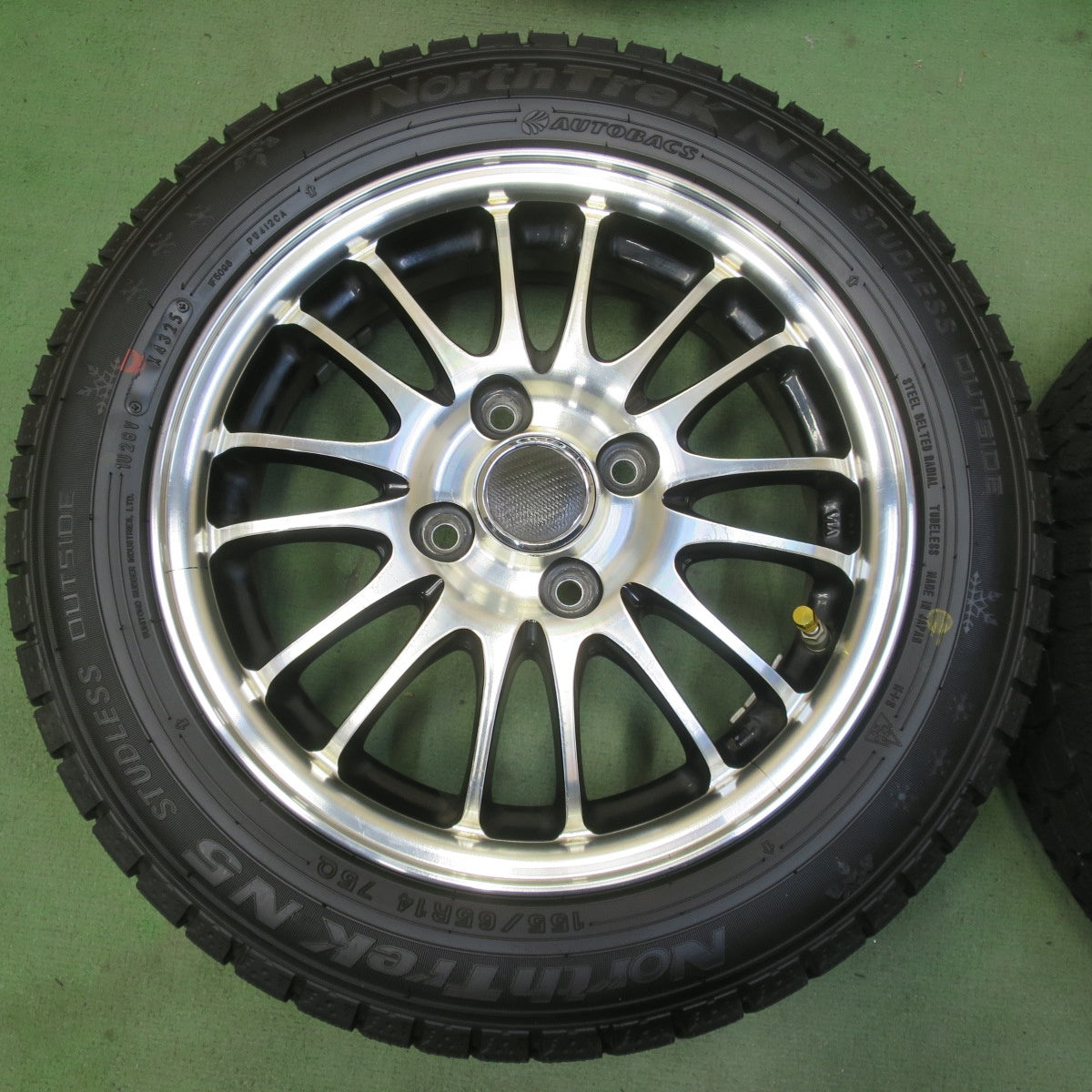 ほぼ未使用！25年◎スタッドレス 155/65R14 オートバックス ノーストレック N5 MANARAY マナレイ 14インチ PCD100/4H◎6091908イス