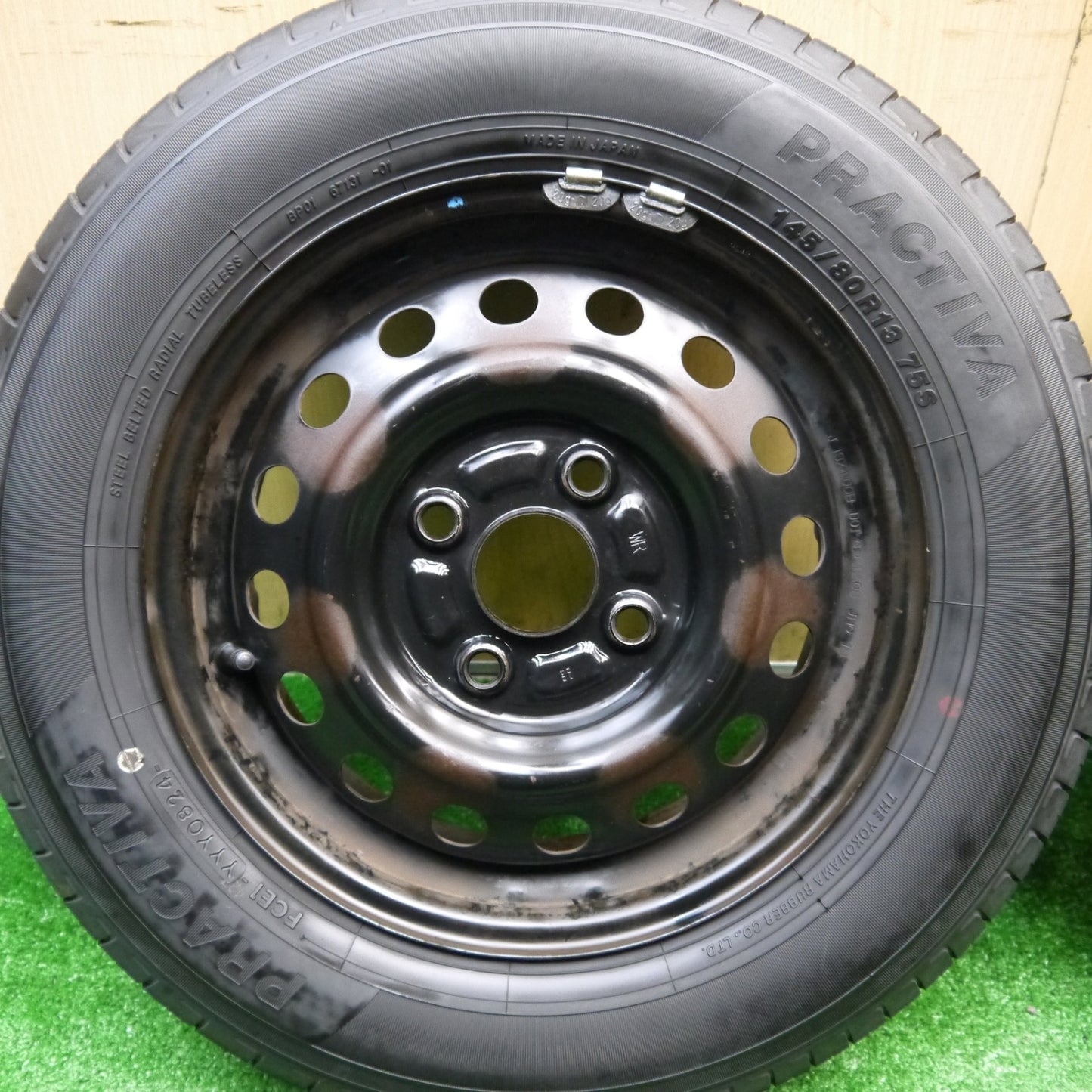 4本価格！24年★145/80R13 プラクティバ ヨコハマ スチール ホイール 13インチ PCD100/4H★5110412Hノ