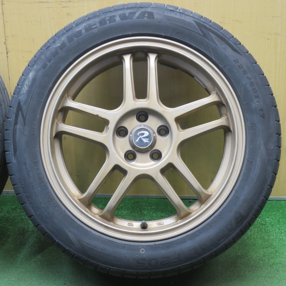 バリ溝！22年！8.5分★レガシィ 等 225/50R17 レーダー Dimax R8+ ミネルバ ラジアル F205 R racing Rレーシング 17インチ PCD100/5H★6032403NJノ