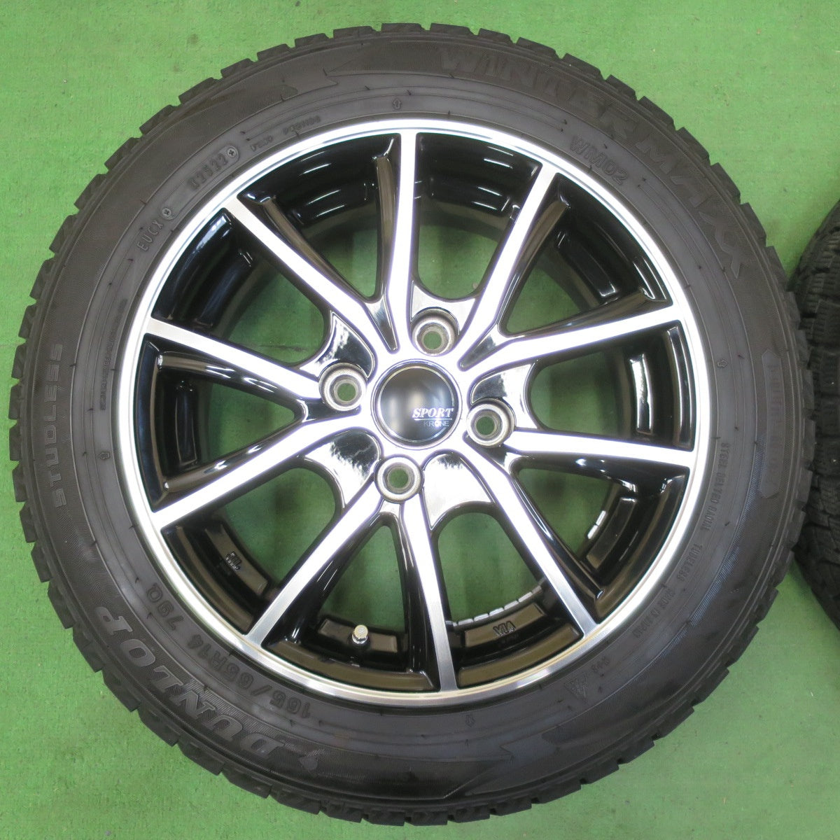 [送料無料] バリ溝！22年！9.5分★スタッドレス 165/65R14 ダンロップ ウインターマックス WM02 SPORT KRONE 14インチ PCD100/4H★4103113イス