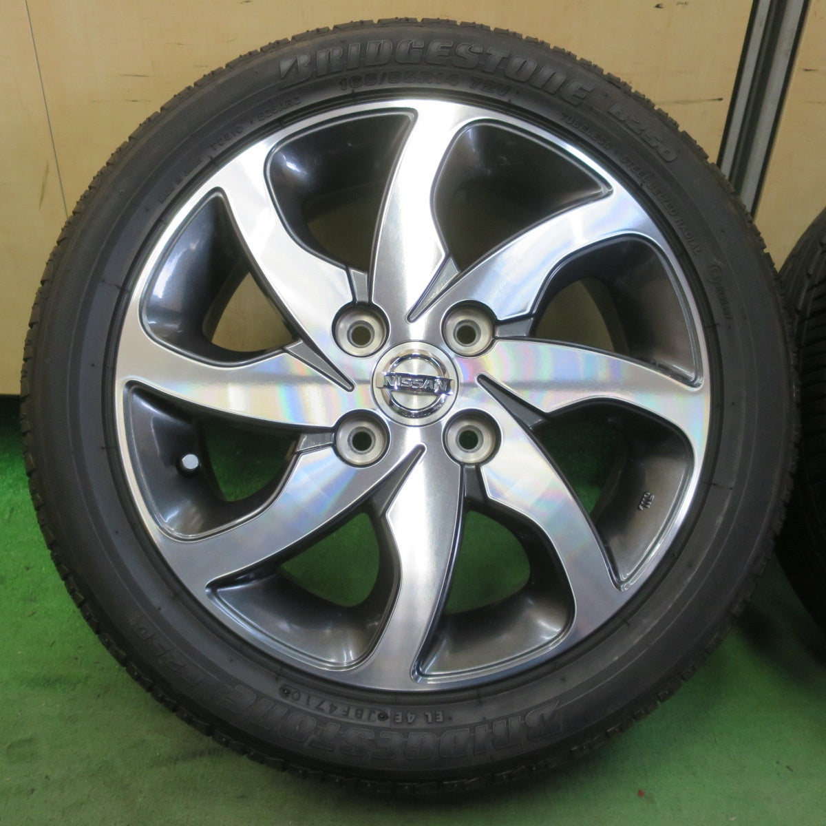 バリ溝！キレイ！9.5分以上★日産 ルークス スズキ パレット 純正 165/55R14 ブリヂストン B250 14インチ PCD100/4H★6042712イノ