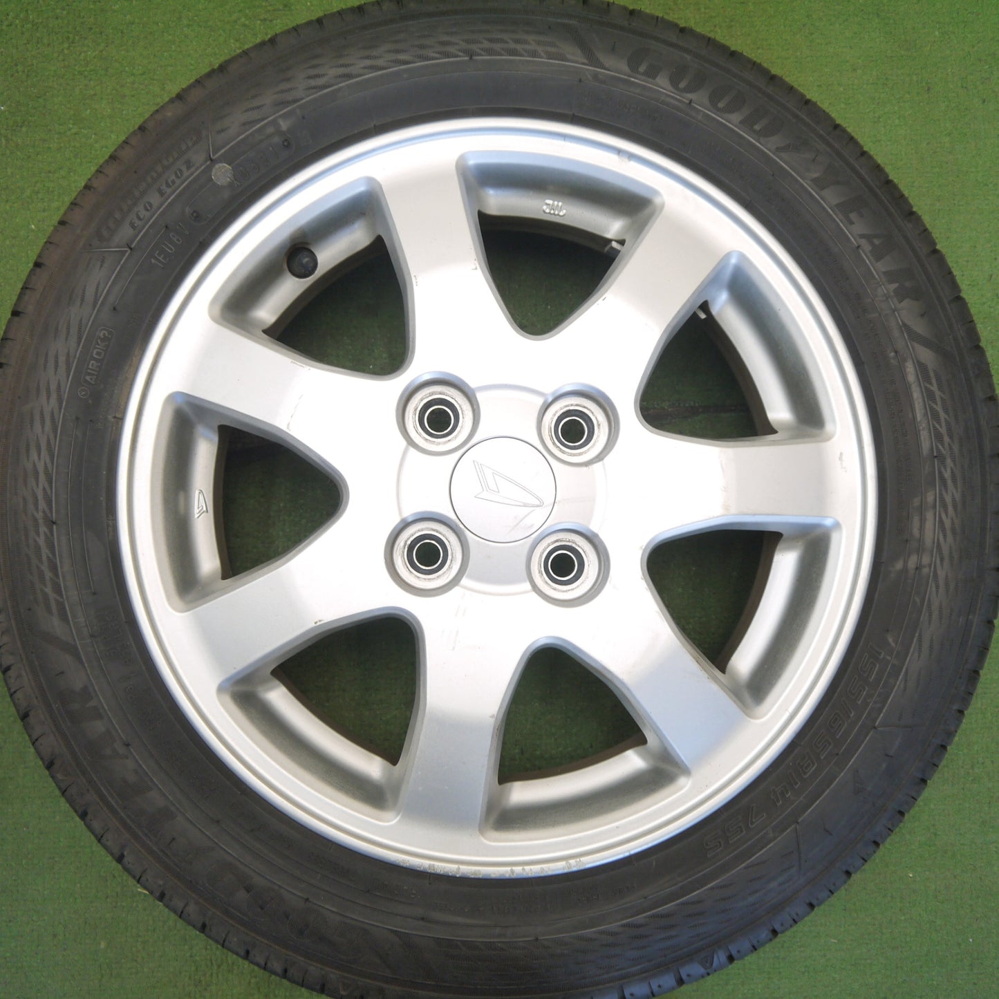 バリ溝！ほぼ10分◎ダイハツ タント ムーヴ 等 純正 155/65R14 グッドイヤー EfficientGrip ECO EG02 14インチ PCD100/4H◎6071702Hノ
