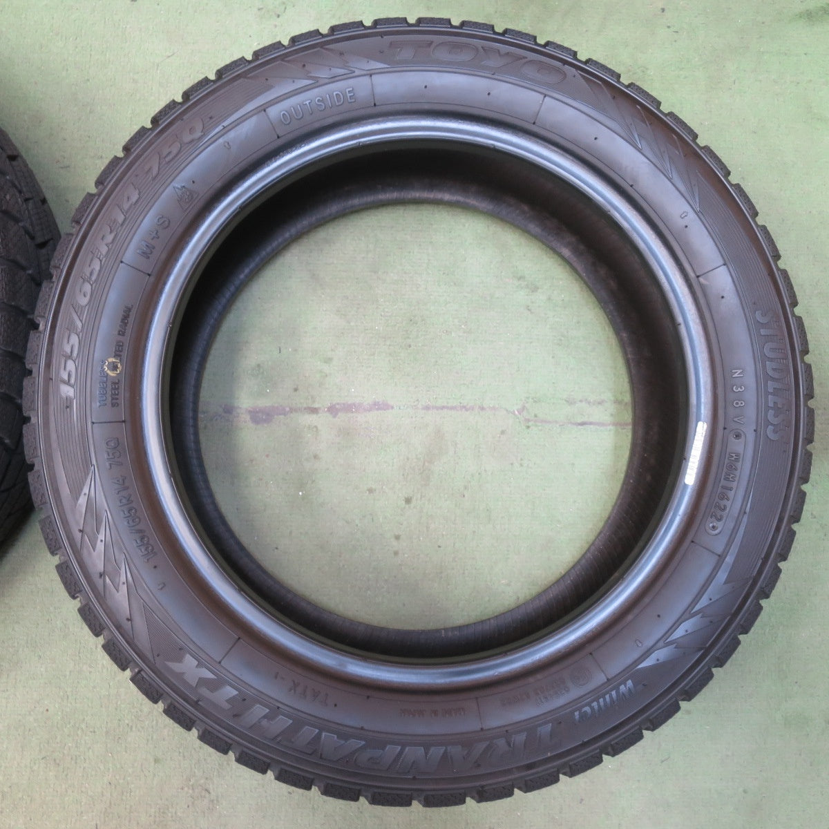 バリ溝！22年！9分★スタッドレス 155/65R14 トーヨー ウインター トランパス TX タイヤ 14インチ ムーヴ タント ワゴンR スペーシア N-BOX 等★6071305イスタ