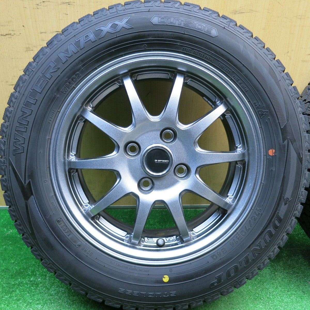 バリ溝！21年！キレイ！9.5分★スタッドレス 175/70R14 ダンロップ ウインターマックス WM02 G-SPEED Gスピード 14インチ PCD100/4H★5121301HAス