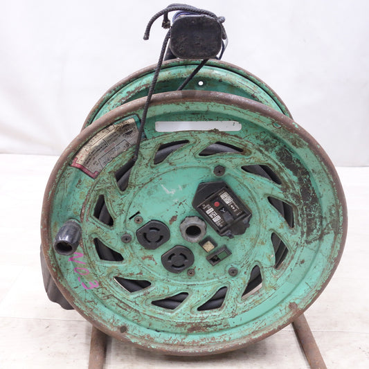 [送料無料] ◆日動 びっくリール 30m RND-EK30SL コードリール 電工 ドラム 屋内型 温度センサー付 ブレーカー付 ロック 引掛 式 緑 グリーン 100V①◆