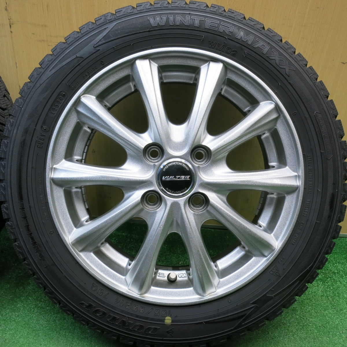 バリ溝！9分★スタッドレス 155/65R14 ダンロップ ウインターマックス WM02 VULTEE 14インチ PCD100/4H★6022811HAス