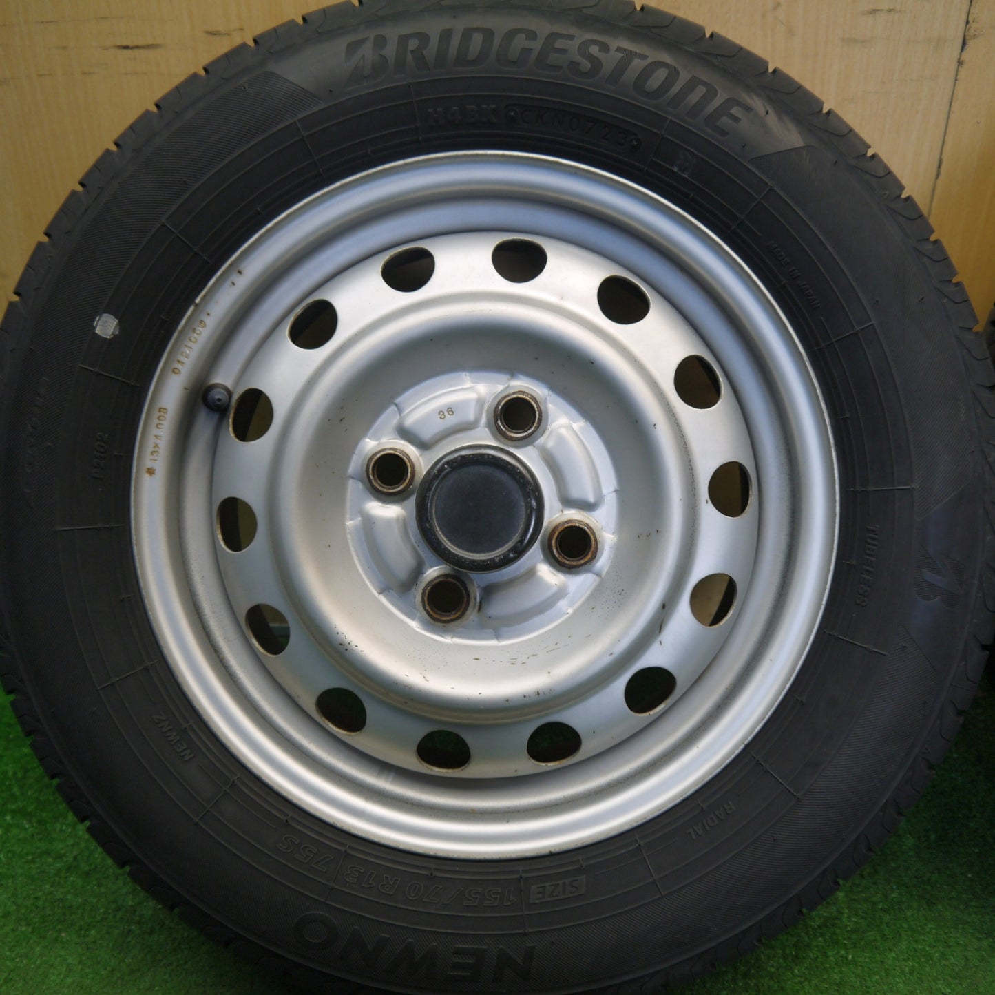 4本価格！23年★155/70R13 ブリヂストン NEWNO スチール ホイール ニューノ 13インチ PCD100/4H★6041303Hノ