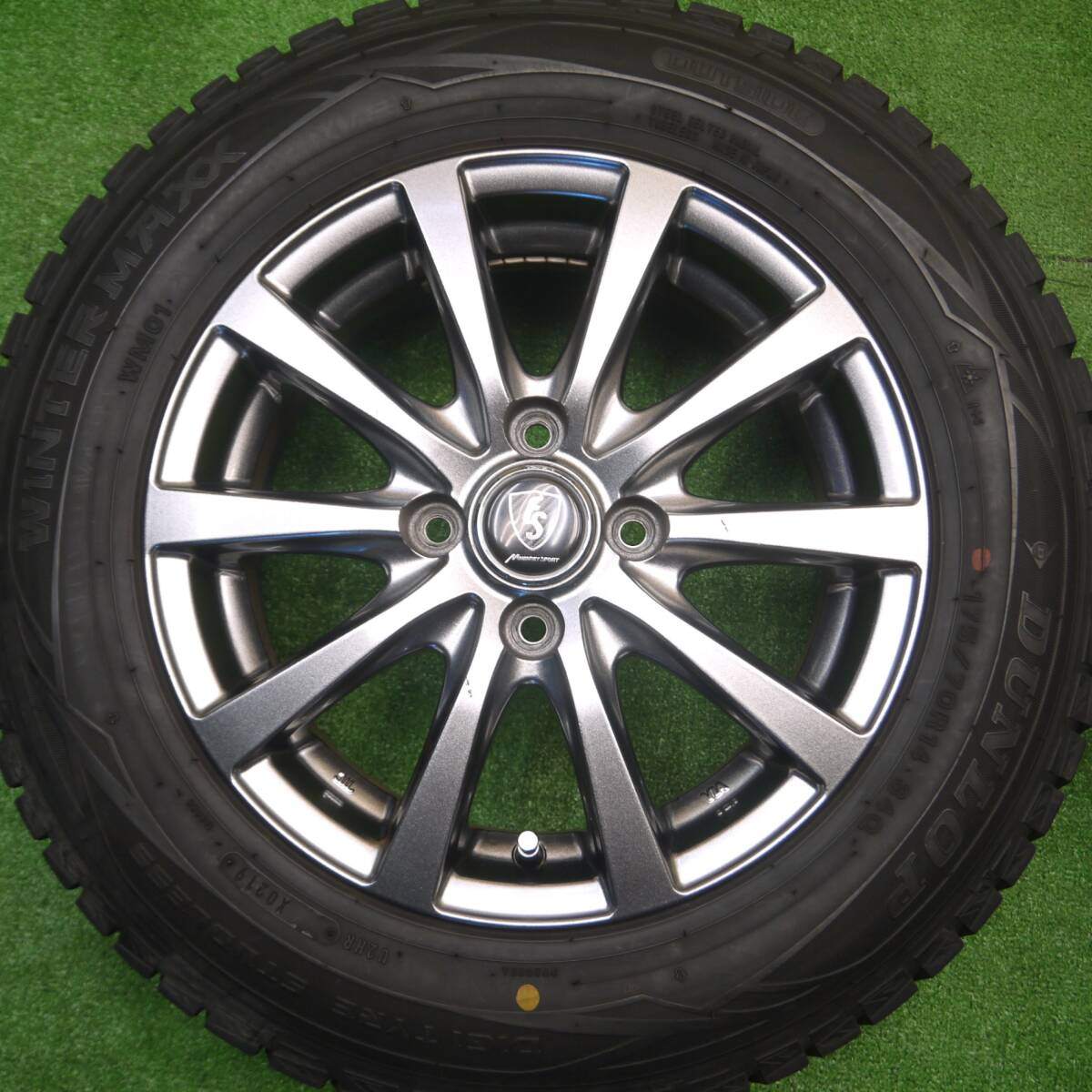 バリ溝！8.5分★スタッドレス 175/70R14 ダンロップ ウインターマックス WM01 MANARAY SPORT マナレイ PCD100/4H★4092413Hス