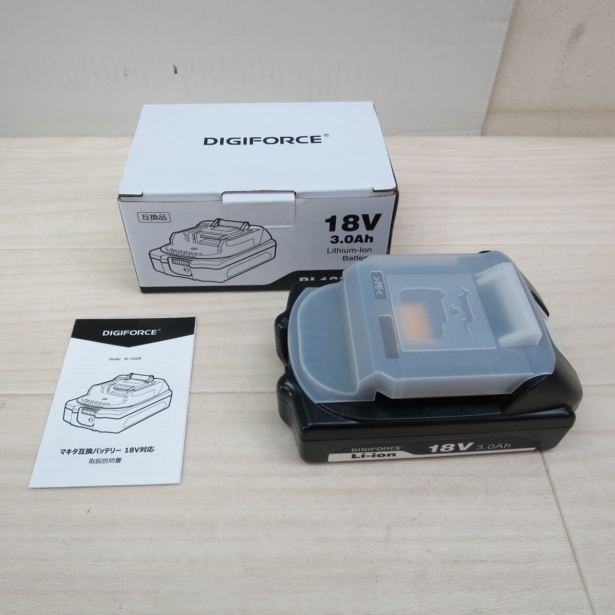 [送料無料] 美品☆DIGIFORCE デジフォース マキタ 互換 リチウム バッテリー 18V 3.0Ah BL1830B 外箱付き 電動 工具☆