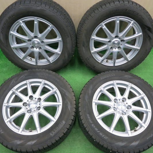 バリ溝！20年！キレイ！9分★スタッドレス 215/60R16 ピレリ アイスアシンメトリコ プラス Krait2 weds クレイト 16インチ PCD114.3/5H★4111405NJス