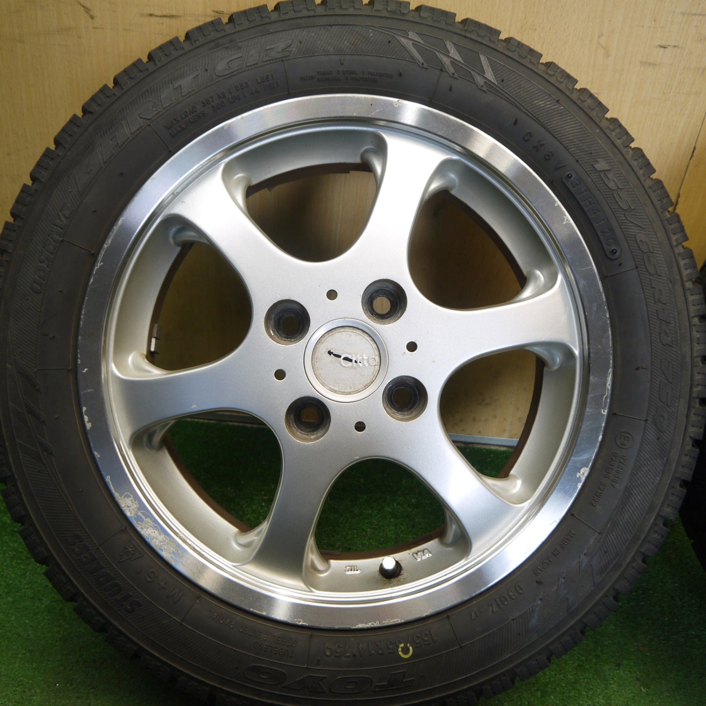 バリ溝！9.5分◎スタッドレス 155/65R14 トーヨー オブザーブ ガリット GIZ Citta 社外 アルミ 14インチ PCD100/4H◎6061506Hス