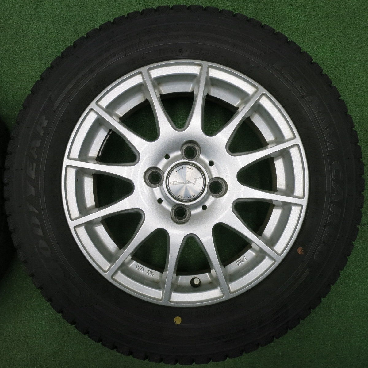 [送料無料] バリ溝！22年！キレイ！9.5分★スタッドレス 155/80R14 88/86N グッドイヤー アイスナビ カーゴ La-Strada Tiradoγ 阿部商会 14インチ PCD100/4H★5010706NJス