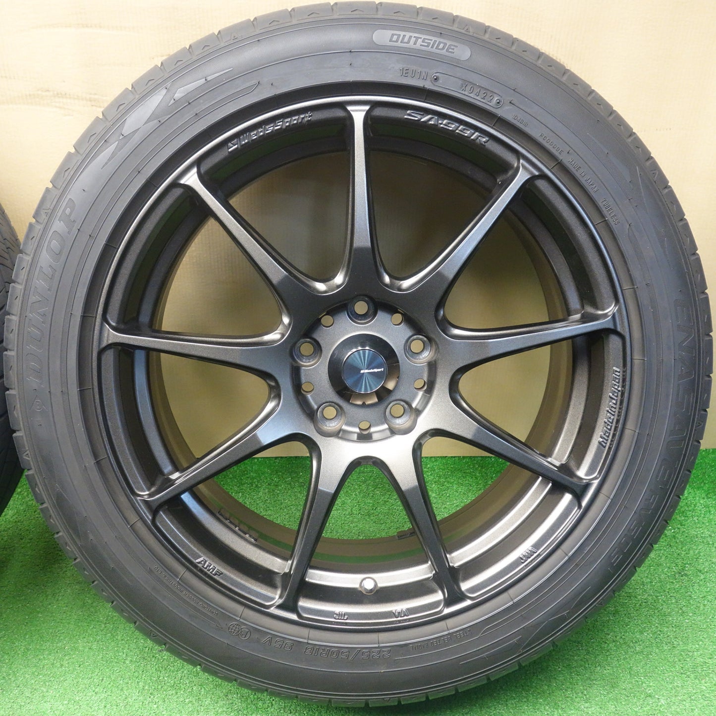 バリ溝！キレイ！9.5分★WedsSport SA-99R 225/50R18 ダンロップ エナセーブ RV505 ウェッズスポーツ 18インチ PCD114.3/5H★6041202KTノ
