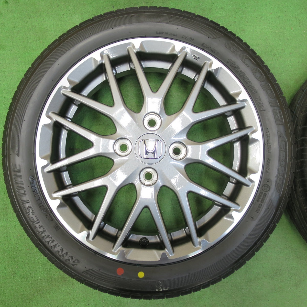 [送料無料] 新車外し！24年★ホンダ N-ONE N-BOX カスタム 純正 ENKEI 165/55R15 ブリヂストン エコピア EP150 エンケイ PCD100/4H★4110304イノ