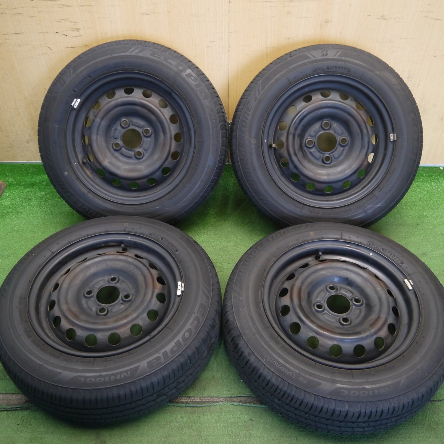 4本価格◎165/70R14 ブリヂストン エコピア NH100C スチール ホイール 14インチ PCD100/4H◎6071507Hノ