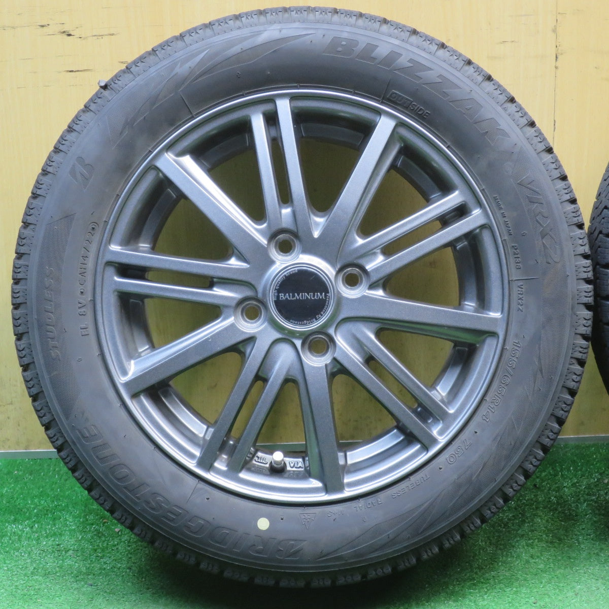 バリ溝！22年！キレイ！8.5分★スタッドレス 155/65R14 ブリヂストン ブリザック VRX2 BALMINUM BR10 バルミナ 14インチ PCD100/4H★6033102NJス