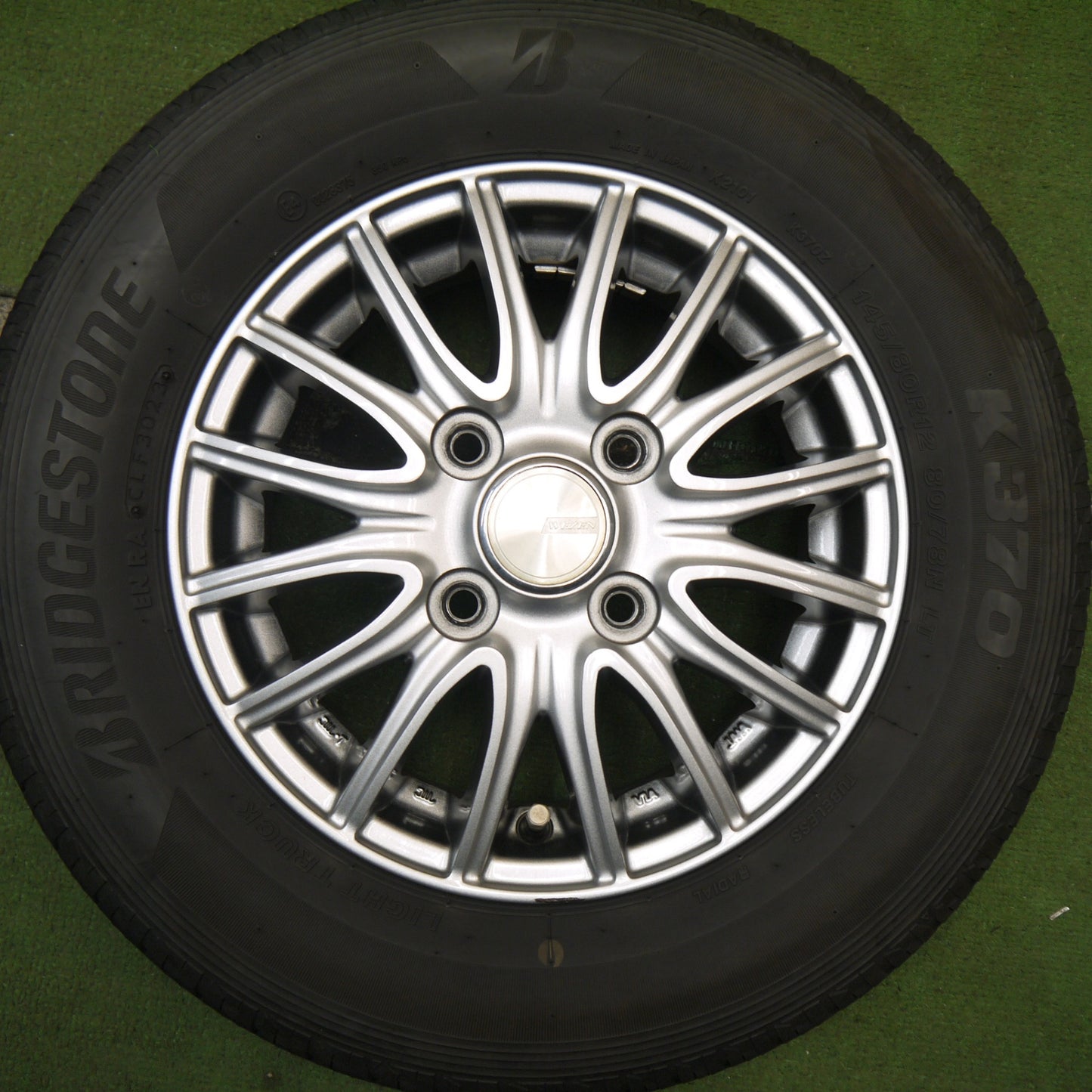 キレイ！24年★145/80R12 80/78N ブリヂストン K370 WEZEN 社外 アルミ 12インチ PCD100/4H★5090104Hノ