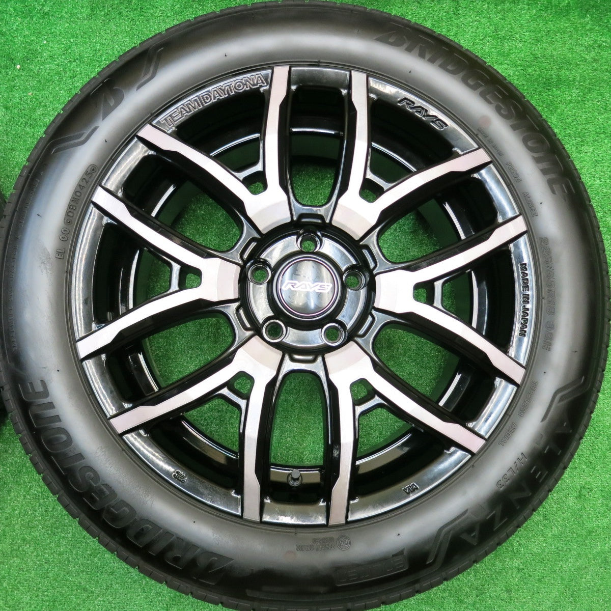 バリ溝！25年！キレイ！9.5分★RAYS TEAM DAYTONA F6 DRIVE 225/55R18 ブリヂストン アレンザ H/L 33 レイズ チーム デイトナ ドライブ 18インチ PCD114.3/5H★5101203HAノ