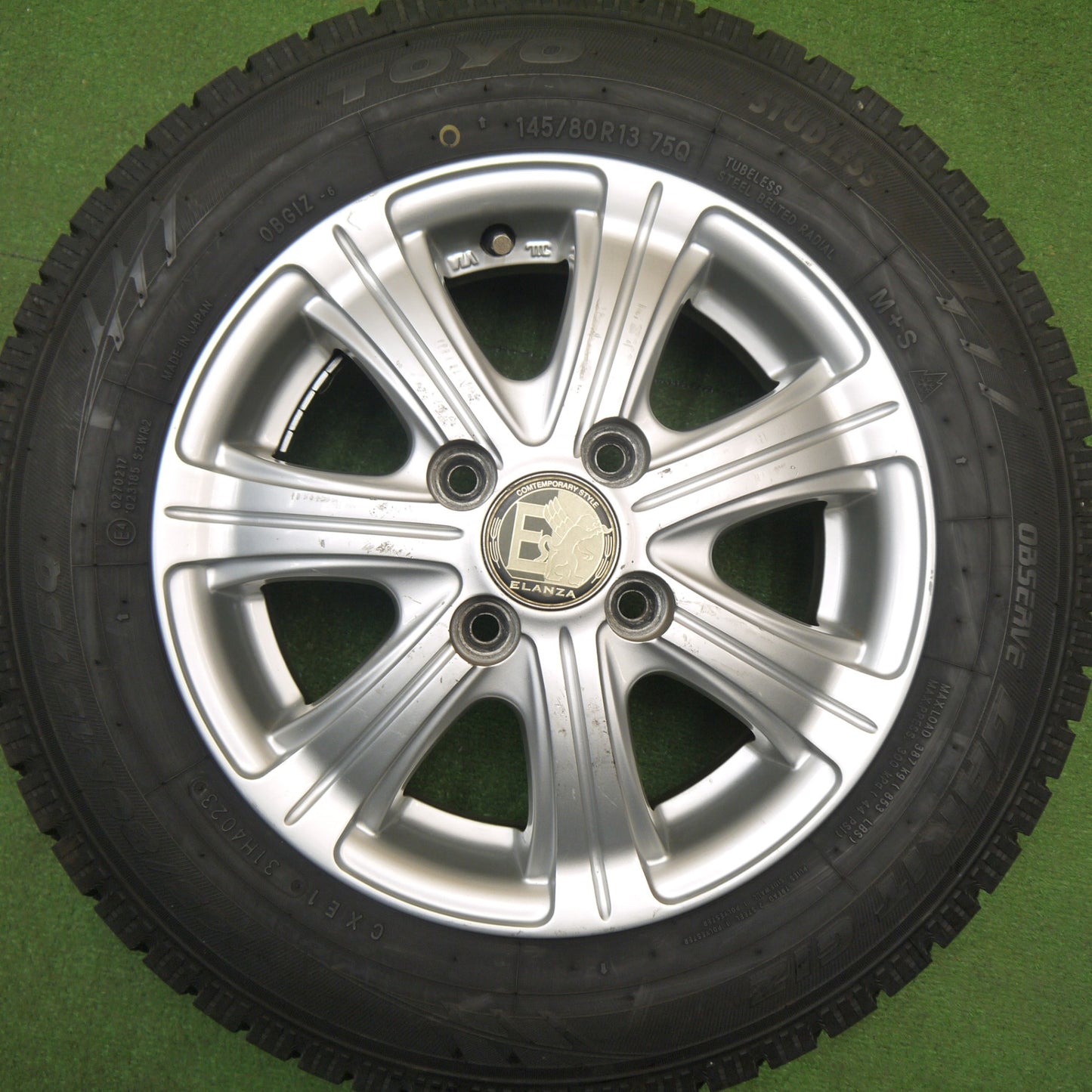 バリ溝！23年！9分★スタッドレス 145/80R13 トーヨー オブザーブ ガリット GIZ ELANZA 社外 アルミ 13インチ PCD100/4H★5121910Hス