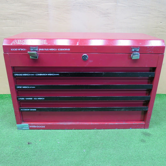 希少◆KTC MIRROR TOOL 4段 ツール ボックス 工具箱 道具箱 チェスト 京都 機械 工具 ミラーツール 当時物 鍵無し◆