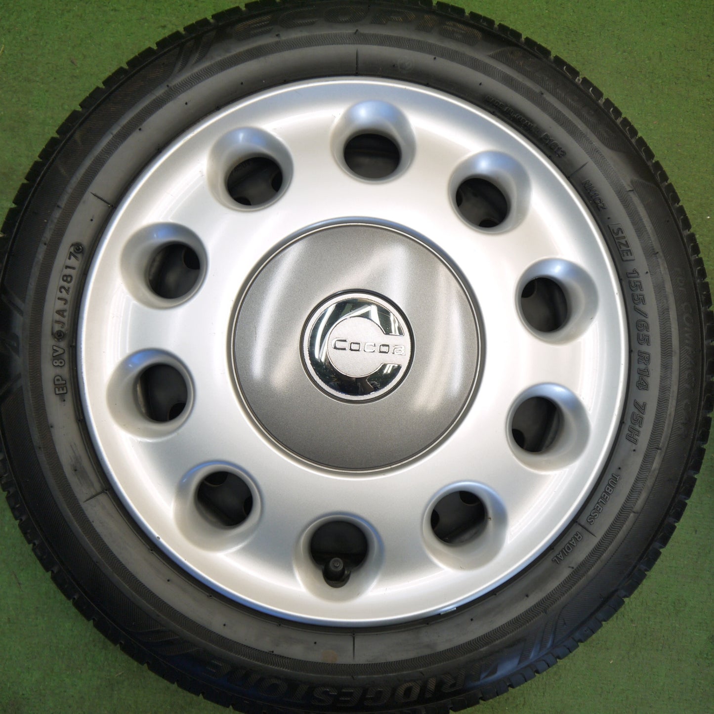 バリ溝！キレイ！9分★ダイハツ ミラ ココア 純正 スチール 155/65R14 ブリヂストン エコピア NH100C 14インチ PCD100/4H★6051108Hノ