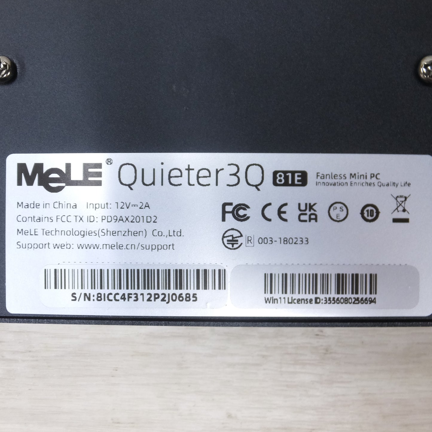 [送料無料] ◆MeLE ファンレス ミニ PC Quieter 3Q 81E N5105 Intel RAM 8GB HDD 128GB Win11 Pro 64bit 電源アダプター 付き (3)◆