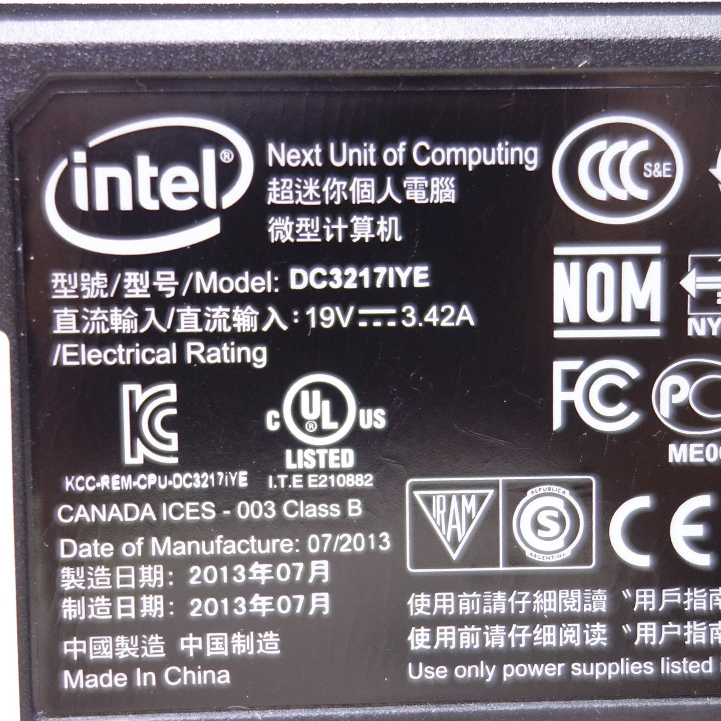 [送料無料] ◆インテル Intel NUC 小型 PC DC3217IYE 電源アダプター 付き Corei3-3217U メモリ 8GB Win10 Home 64bit ③◆