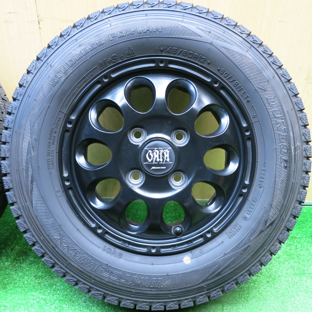 ほぼ未使用！21年★スタッドレス 145/80R12 80/78N ダンロップ ウインターマックス SV01 GAIA MANARAY SPORT ガイア マナレイ スポーツ 12インチ PCD100/4H★5112905HAス