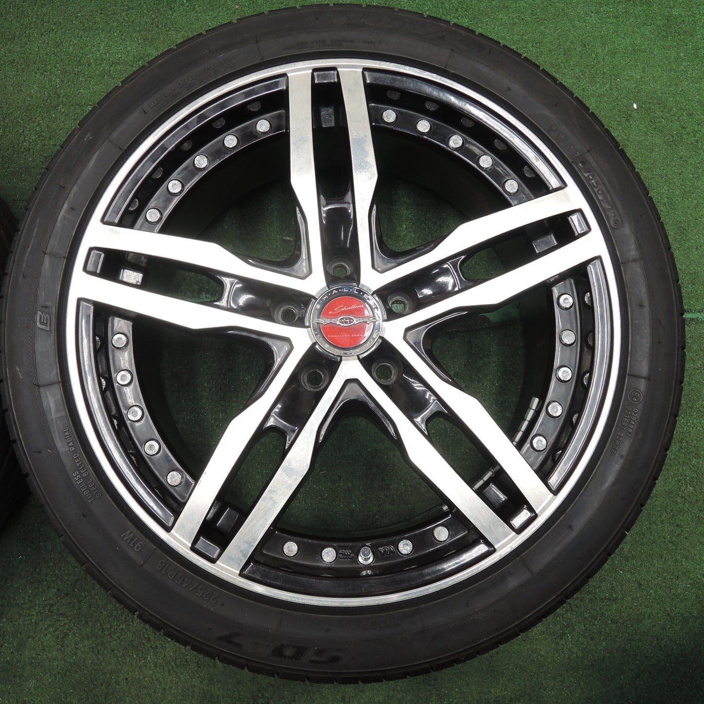 *送料無料* バリ溝！22年！9.5分★Shallen XF-55 225/45R18 トーヨー SD-7 シャレン 18インチ PCD114.3/5H★4030406NJノ