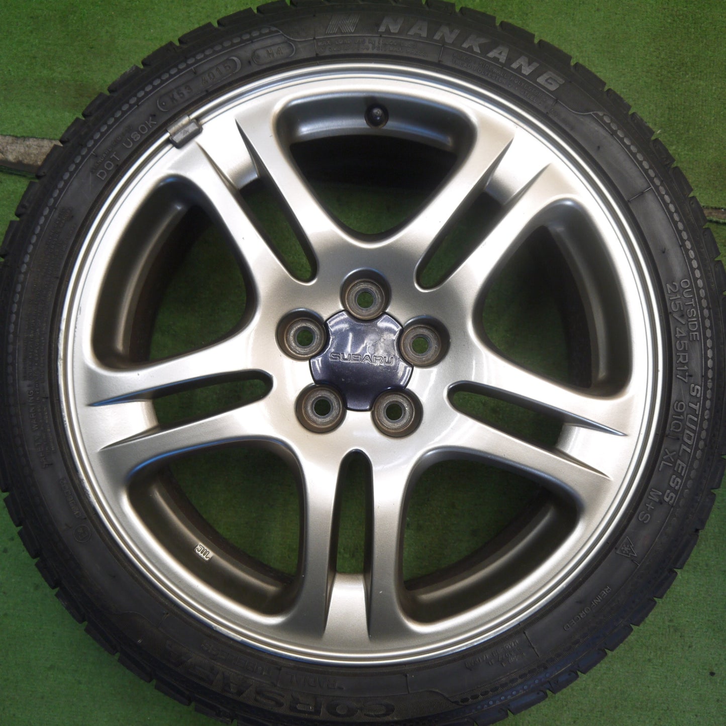 バリ溝！9分◎スバル レガシィ 純正 215/45R17 スタッドレス ナンカン CORSAFA 17インチ PCD100/5H◎6070802Hス