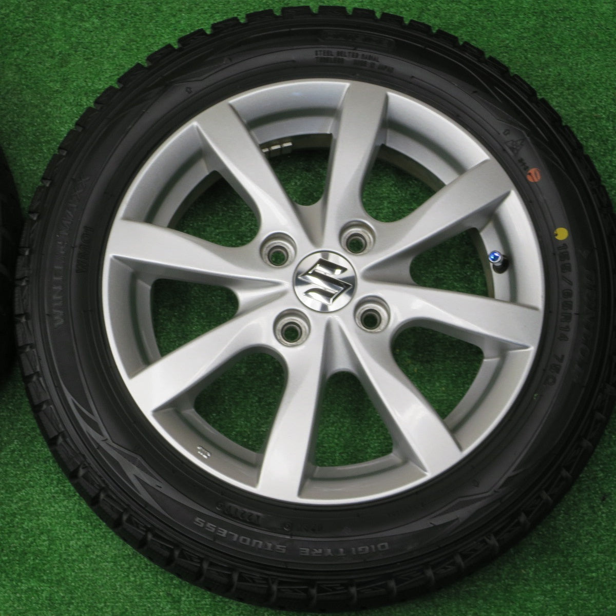 バリ溝！キレイ！9.5分以上★スズキ MH55S ワゴンR 純正 155/65R14 スタッドレス ダンロップ ウインターマックス WM01 14インチ PCD100/4H★5121005NKス
