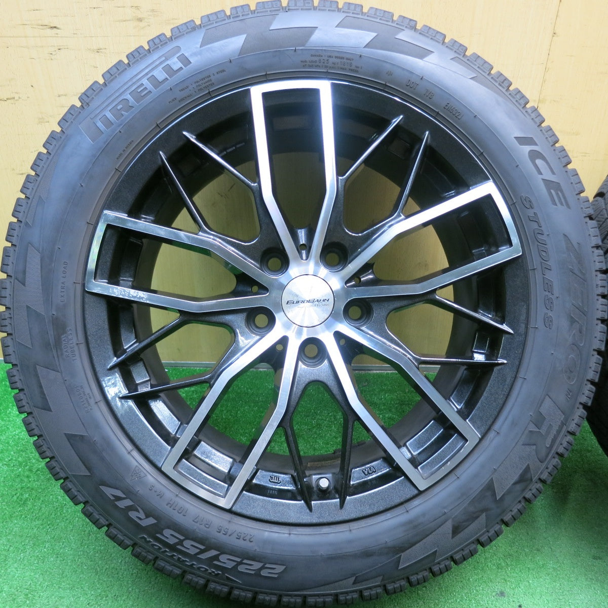 バリ溝！9.5分★BMW MINI 等 EUROBAHN SPORTECHNIC 225/55R17 スタッドレス ピレリ アイスゼロ R ユーロバーン スポーツテクニック PCD112/5H★5052003TNス