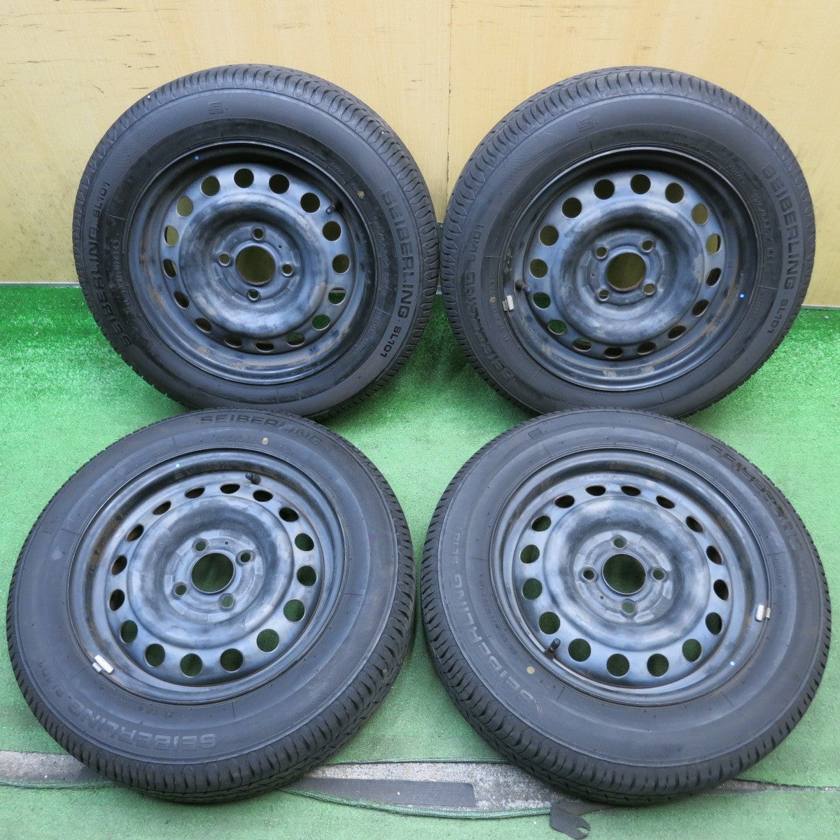 バリ溝！24年！8.5分◎日産 ノート キューブ 等 純正 スチール 175/65R14 セイバーリング SL101 14インチ PCD100/4H◎6080610HAノ
