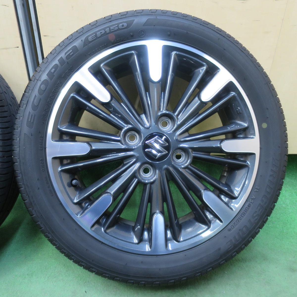 美品★スズキ MK53S スペーシア カスタム 純正 165/55R15 ブリヂストン エコピア EP150 15インチ PCD100/4H★6022309イノ
