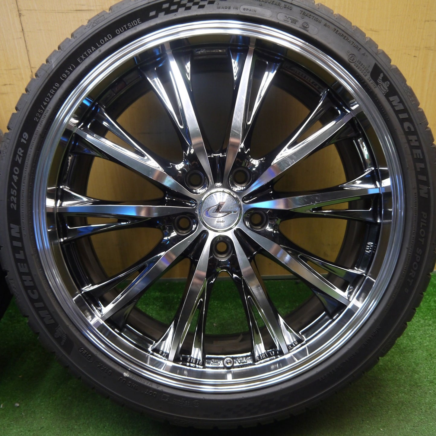 バリ溝！25年！キレイ！9.5分以上★LEONIS RT 225/40R19 ミシュラン パイロットスポーツ5 レオニス 19インチ PCD114.3/5H★6031704Hノ