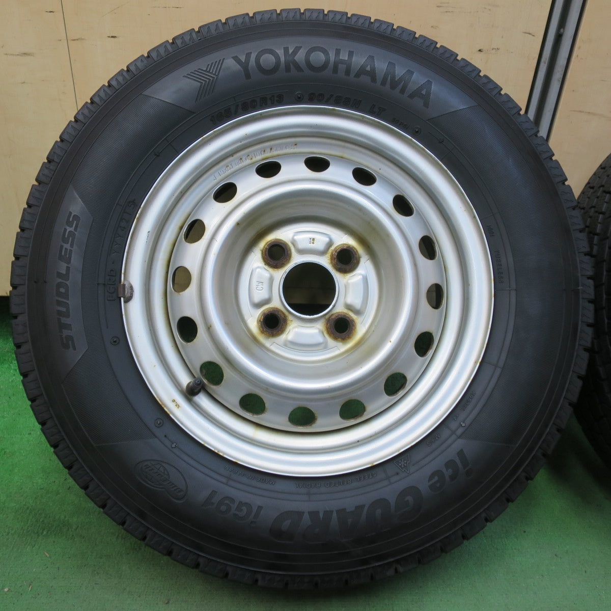 バリ溝！9.5分★スタッドレス 165/80R13 90/88N ヨコハマ アイスガード iG91 スチール ホイール 13インチ PCD100/4H★5093009イス